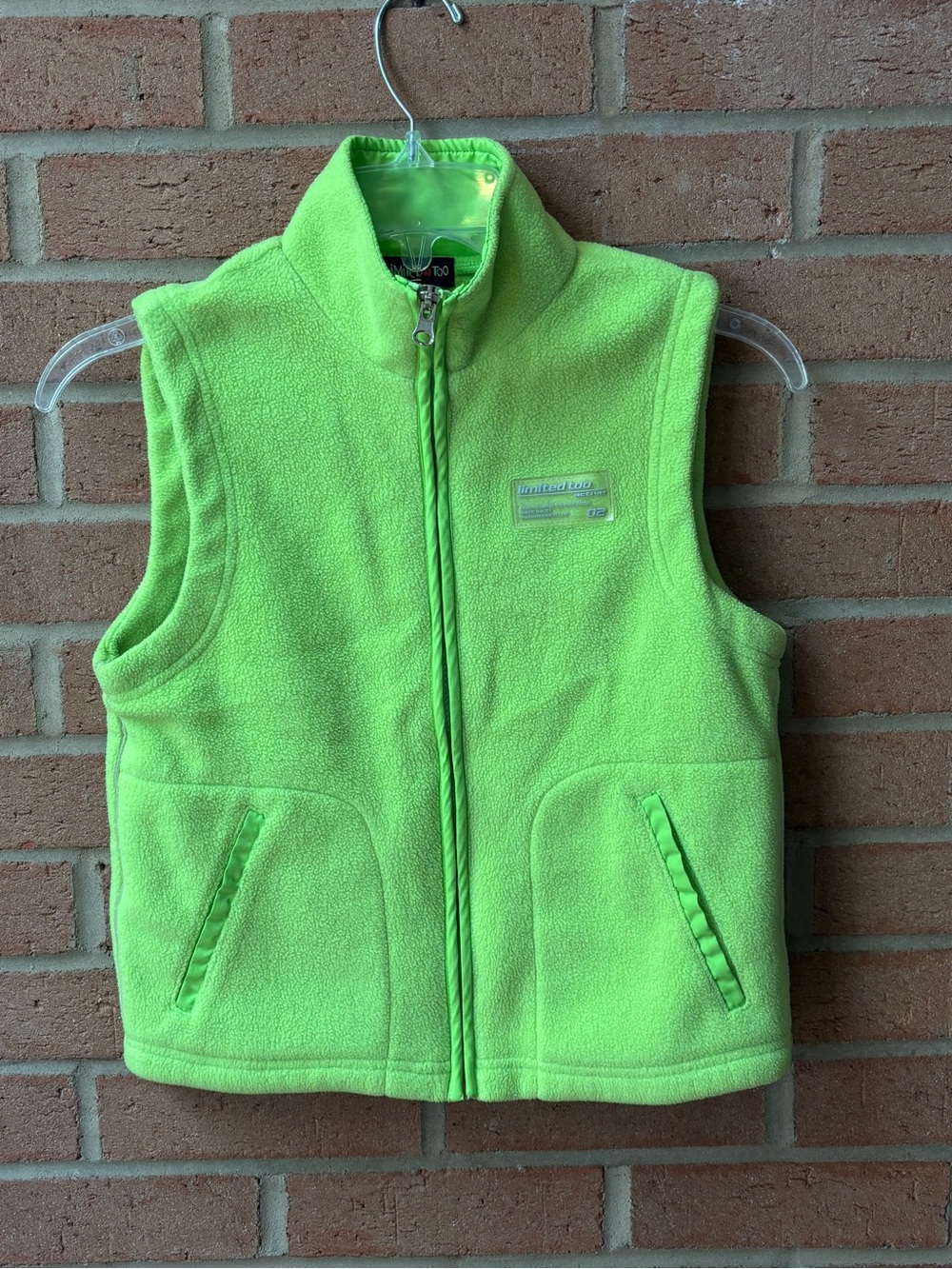 Y2K Limited Too Active Fleece Vest Girls S 10 Neon Green 2000s